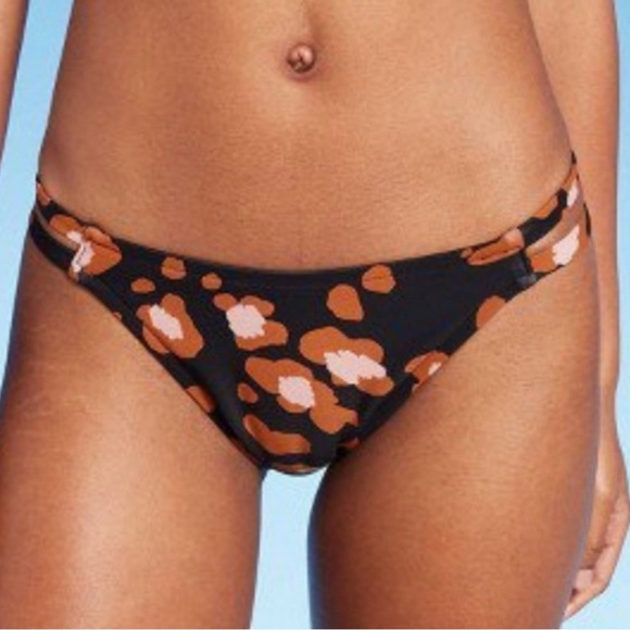 SHADE & SHORE Leopard Print Low Cheeky Coverage Bikini Bottom XL (16-18) NEW - Picture 1 of 8